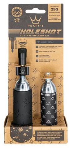 PEATYS Kulsyrepumpe Peaty's Holeshot CO2 Dæk Inflator Kit 2 x 25g Sort